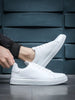 Men Stitch Detail Lace-Up Front Skate Shoes, Sporty White Non-Slip Sneakers  Men Business Shoes